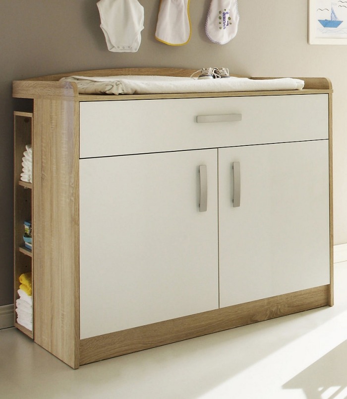 Drevený prebaľovací pult-karola-dub-saegerau-biely-matný-moderný-detský nábytok