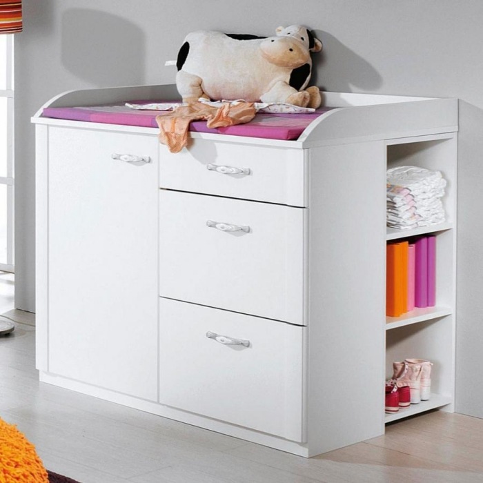 Lilly prebaľovací stôl vstavaná polica-biely-drevo-praktický-detský nábytok