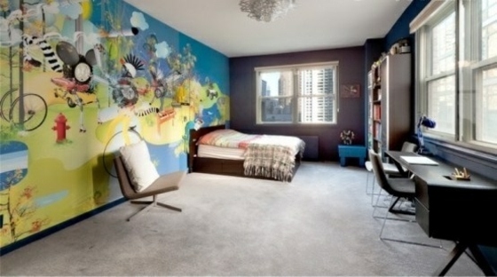 Navrhnite dekoratívnu stenu v miestnosti pre mládež farbami Nástenná dekorácia s figúrkami umelecká stena miestnosť pre mládež