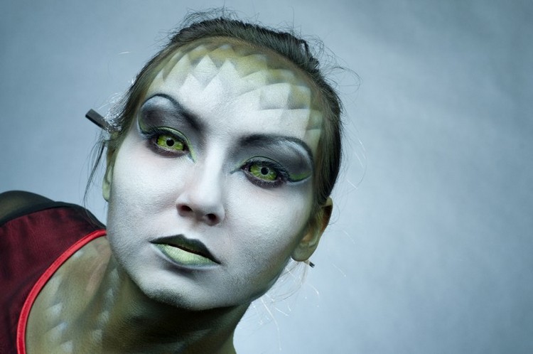 Kontaktné šošovky Halloween Had zelené oči