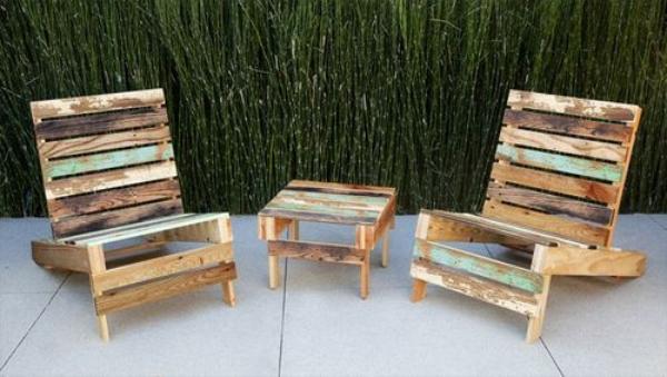 nápady na nábytok z drevených paliet záhradné zariadenie