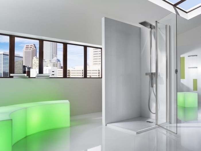 Termostatický-sprchový systém-sklenená-sprchová-kabína-zostava-s-lim-roca