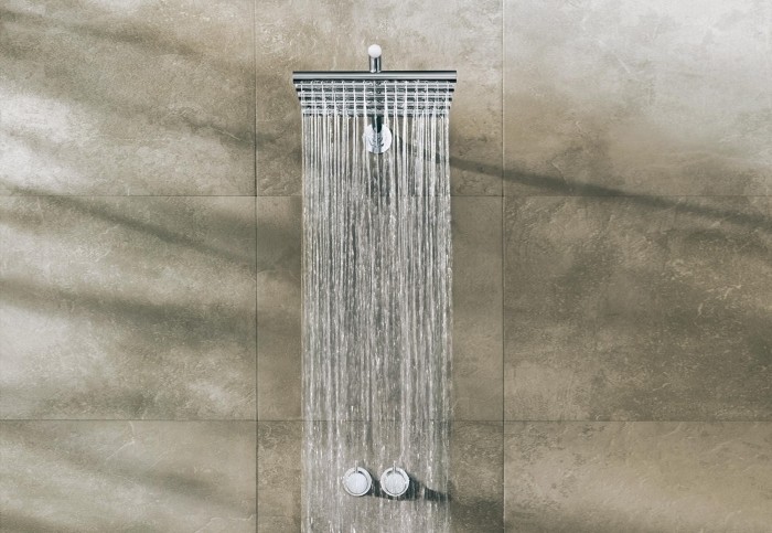 vola-termostatická-sprchová batéria s hornou sprchou-montáž na stenu
