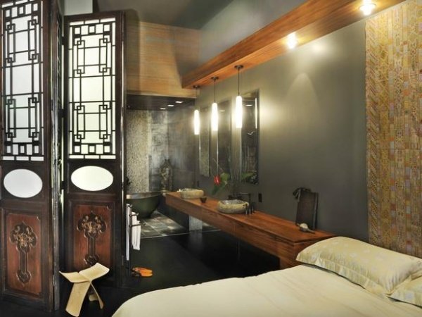 Interiér hotelovej izby osvetlenie-závesné svetlá vstavané svietidlo