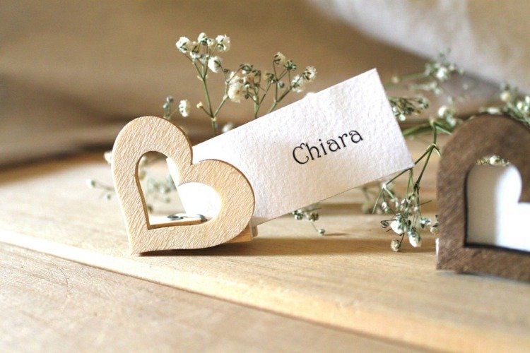 srdce miesto karty svadobné miesto štipce na prádlo papierový filc