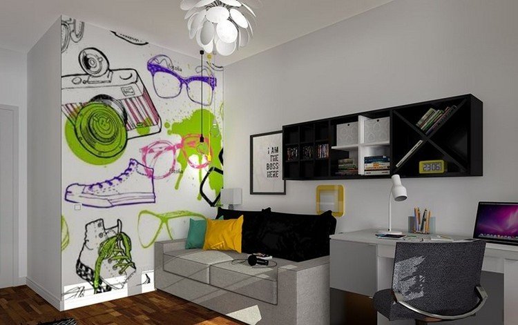 stena-dizajn-izba-pre-deti-chlapec-foto-tapeta-veci-motívy