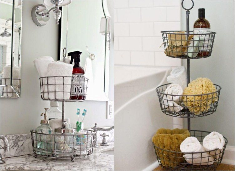 Polica na kúpeľňové potreby z kovového drôtu nápady-kúpeľňové pomôcky-skladovanie-kovový drôt