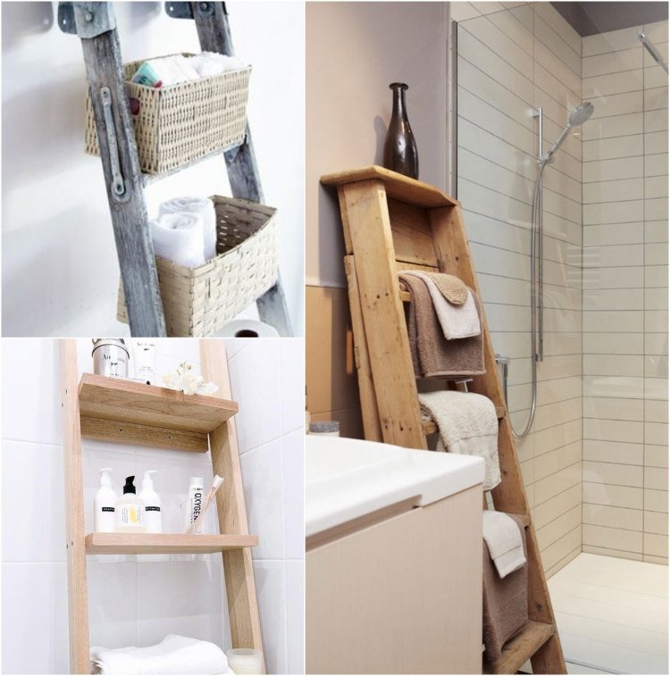 Drevený rebrík v kúpeľni na uloženie osušiek nápady-kúpeľňa-drevený rebrík-osušky-obchod