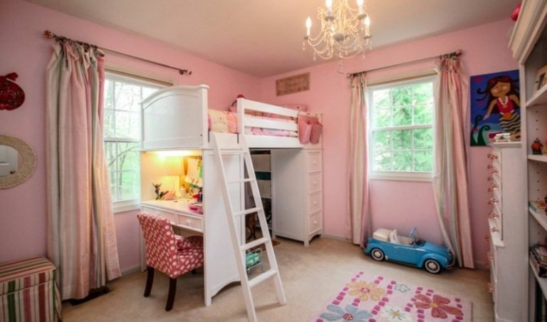 nápady posteľný stôl dievčenská detská izba ružový nástenný dizajnový luster