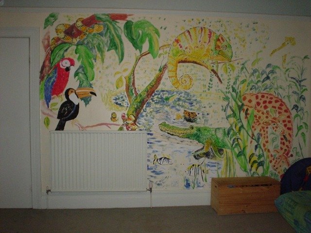 Zoo nástenná maľba škôlky palmový tiger