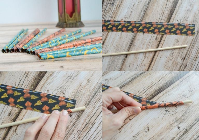 Hotové papierové slamky môžete použiť aj na ručné práce s papierovými rolkami na Vianoce
