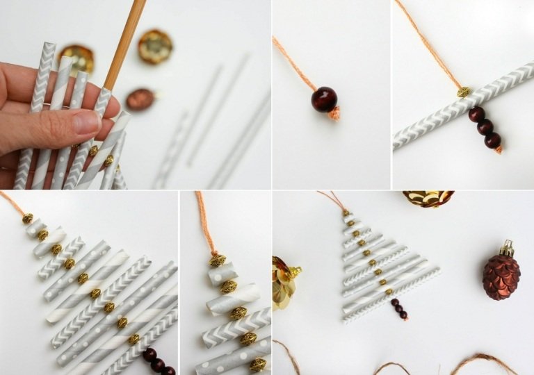 Na ozdobu vianočného stromčeka použite papierové rolky a perly