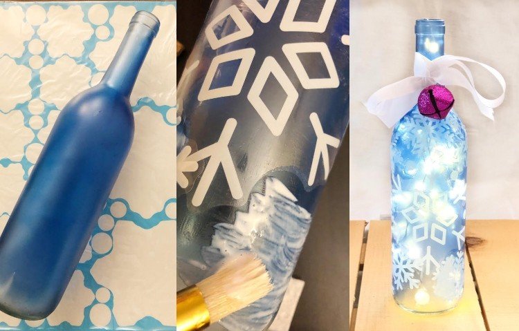 Svietiace fľaše maľujú nápady vločkami hviezd
