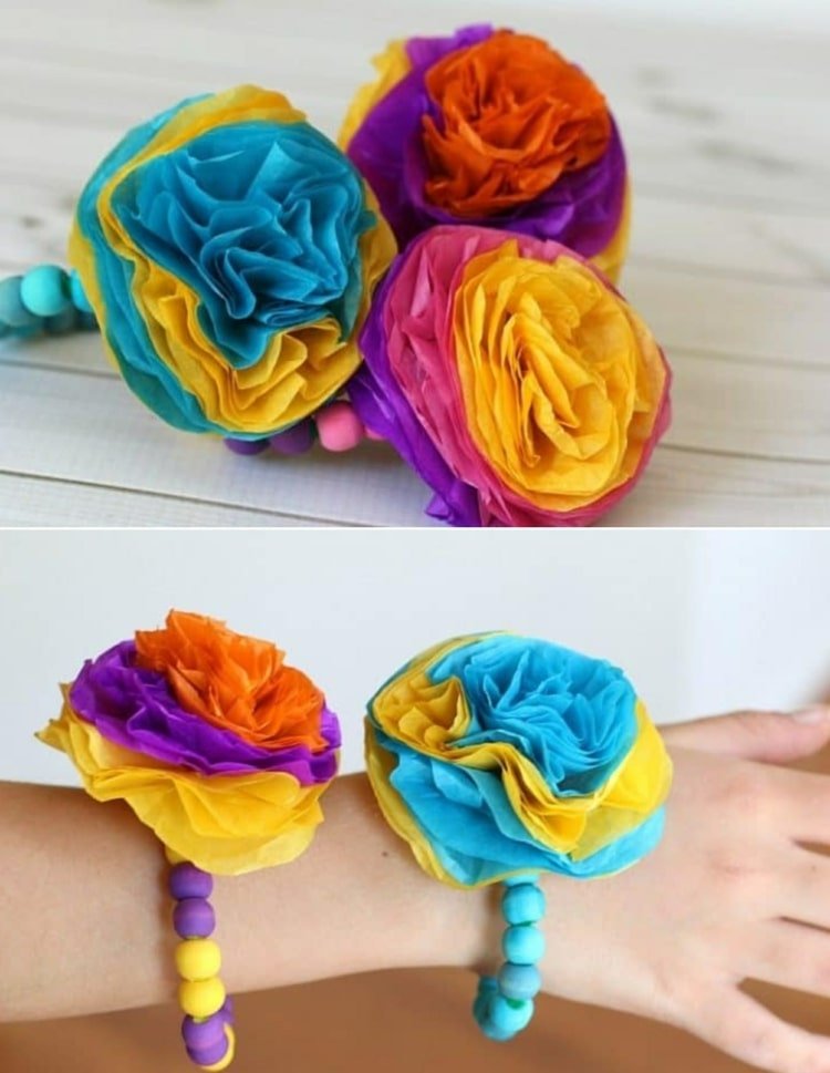 Jarné remeslá s deťmi základnej školy pre dievčatá - náramky s perlami