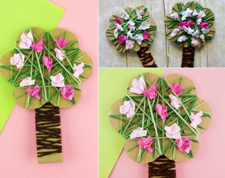 Vyrobte si kartónový strom a ozdobte ho vlnou