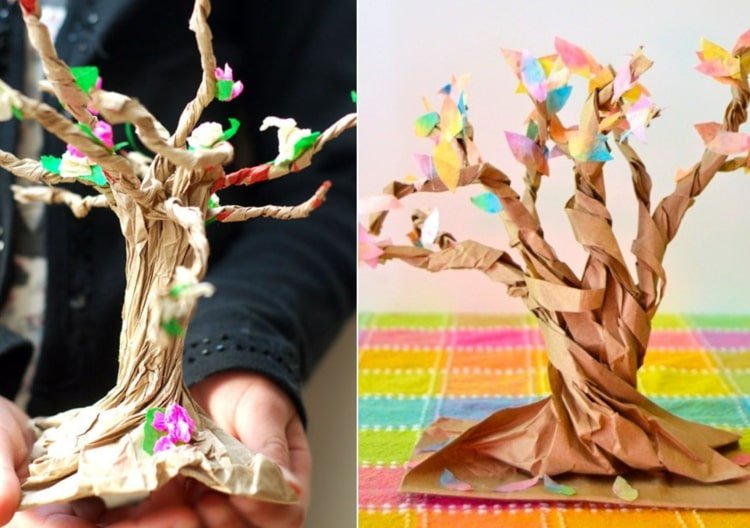 Vyrobte si jarný stromček z papierového vrecka ľahko a rýchlo sami