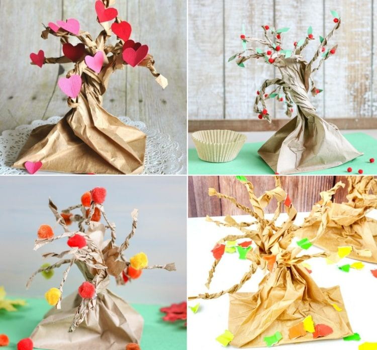 Premeňte vak na chlieb na strom na jar, v lete a na jeseň