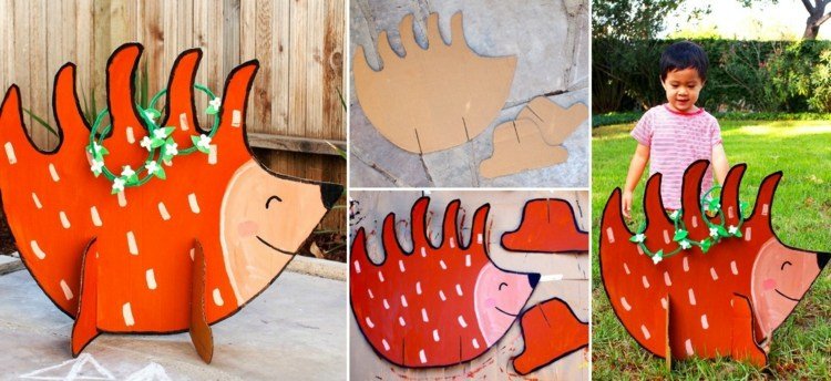 Ježko-drotár-kartónové prstene-hod-hra-záhrada-ozdobiť