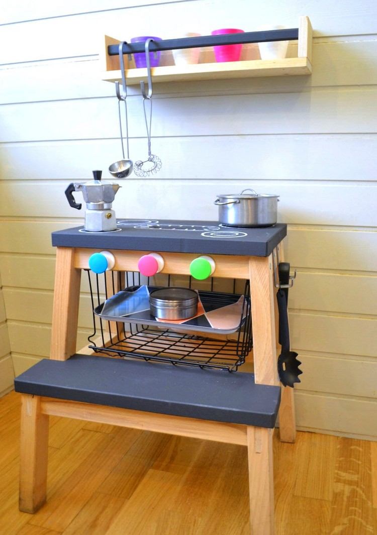 nápady-detská izba-ikea-hacks-štafle-hrať kuchynská linka-tabuľa-farba