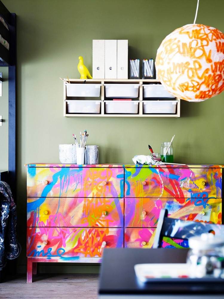 nápady-detská izba-miestnosť pre mládež-ikea-komoda-hack-color