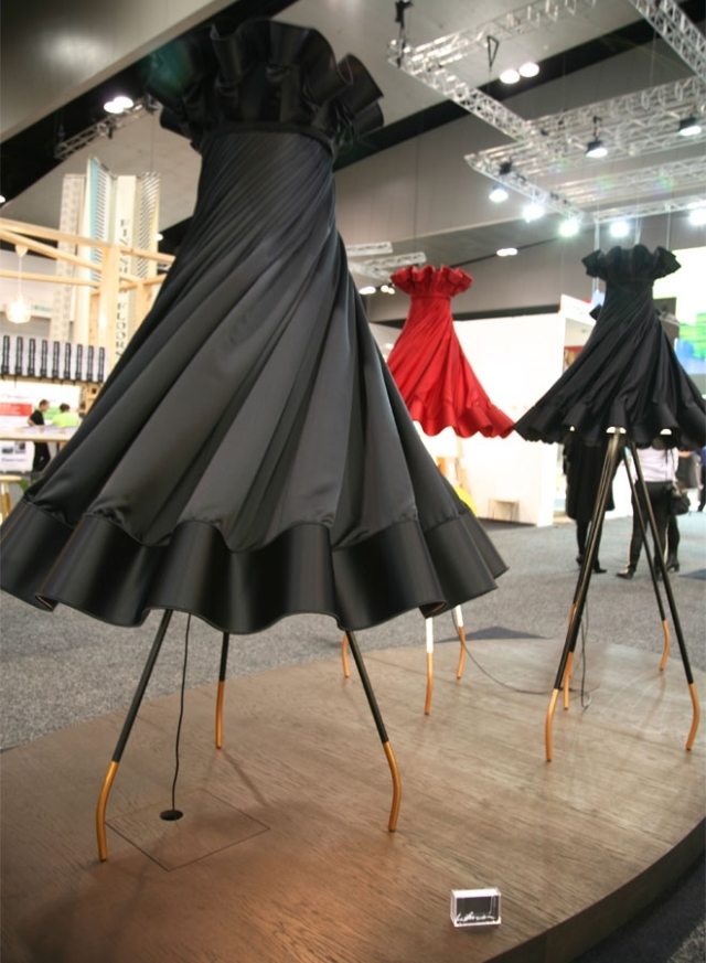 led balerína tienidlo látkové rakumba čierne šaty tienidlo na balerínky, látkové led svietidlo rakumba, čierne šaty