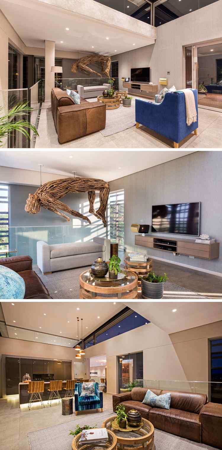 Živá atmosféra Ambience living-exkluzívna-obývačka-socha-naplavené drevo