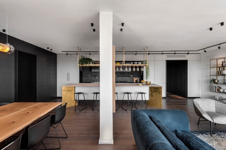 otvorená obývacia izba deliaca stena obývacia izba jedálenský kút