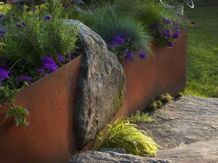 priemyselný vzhľad nápady na dizajn záhrady tipy železné kvety kombinácia