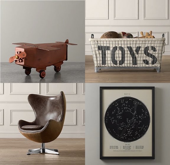 Priemyselný vzhľad v detských izbách vintage doplnky do chlapčenskej izby