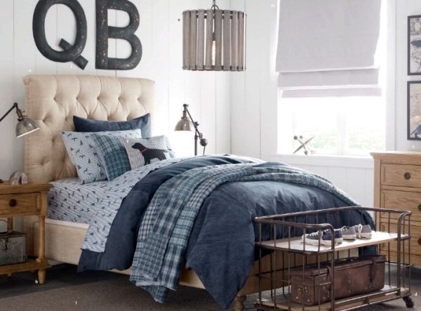 Priemyselný dizajn v detskej izbe kovová rámová posteľ