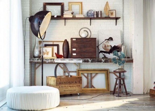 Priemyselný vzhľad v starom rámčeku v štýle škôlky