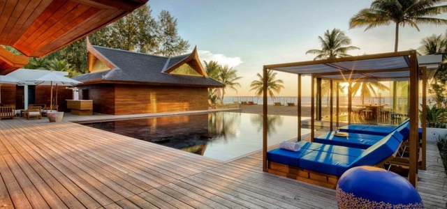 Ležadlá Iniala Luxus Villa potiahnuté modrou farbou Luxusný vila Palm Trees