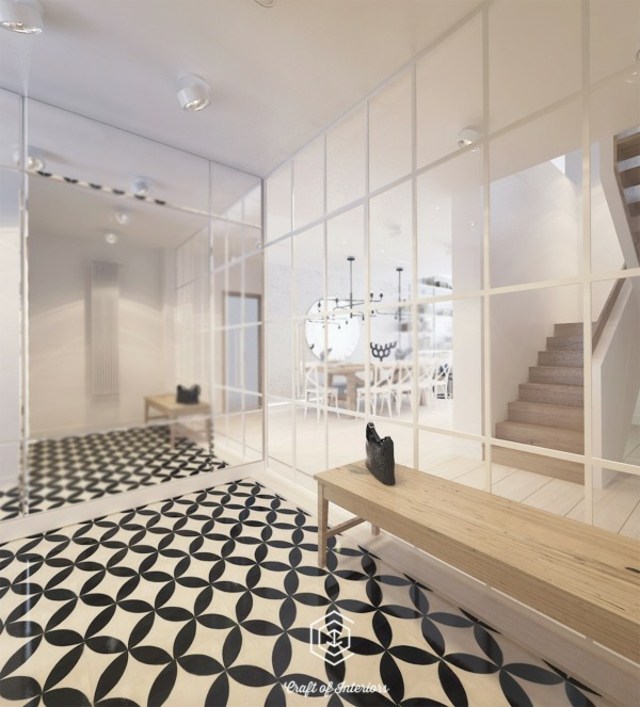 Vstupná hala-štvrtý byt-so sklenenými stenami a posuvnými dverami