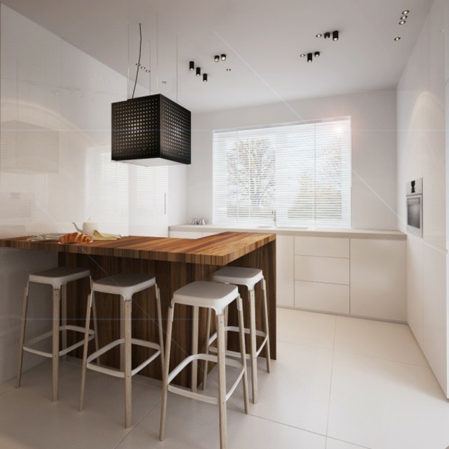 5-kuchynská linka s barovým pultom a barovou stoličkou v tmavom dreve