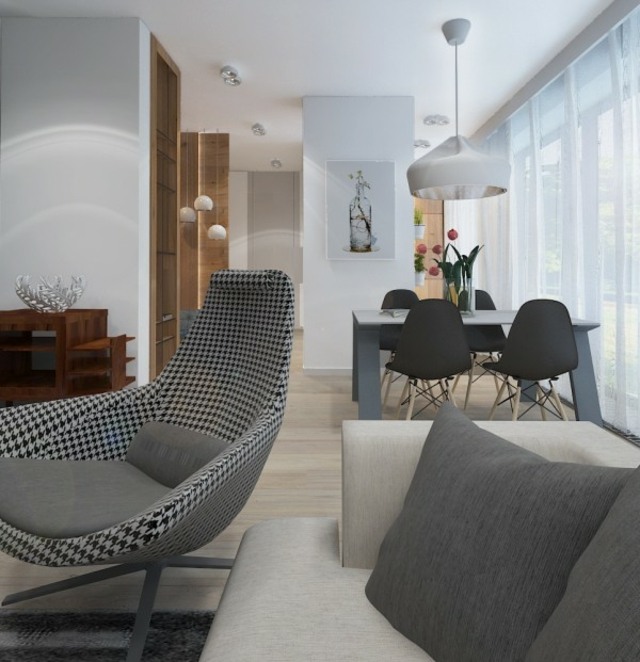 3 oblasti na čítanie a stolovanie s veľkým počtom vecí a vankúšov