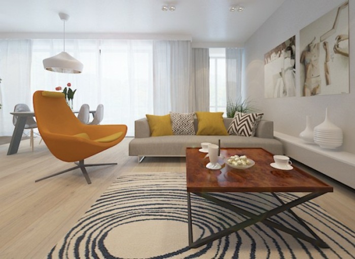 3-geometrický koberec so svetlým nábytkom