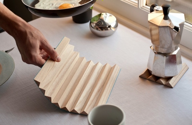 Talianska kanvica na kávu-drevená tácka-flexibilná pre horúce hrnce Talianska drevená tácka na kávové kanvice na teplé jedlá