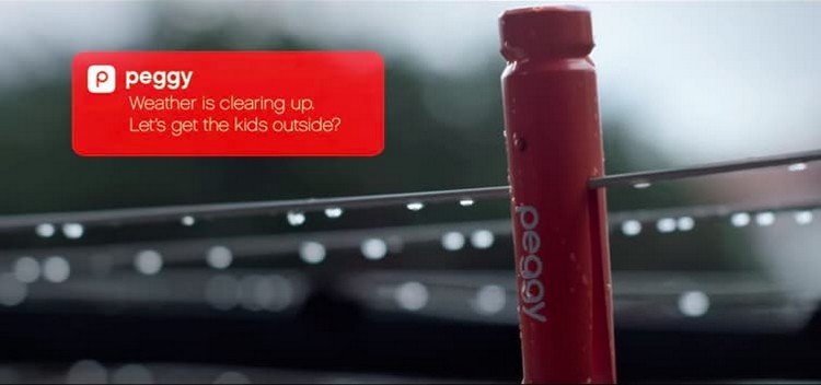 Aplikácia Peggy navrhuje voľnočasové aktivity Inovatívny clothespin peggy-message-poveternostné podmienky