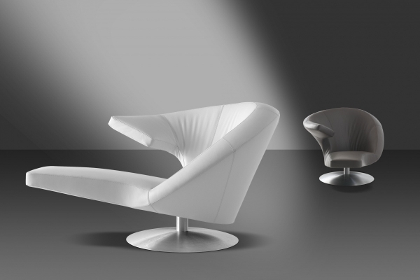 Kreslo-biela sivá-parabolica Leolux