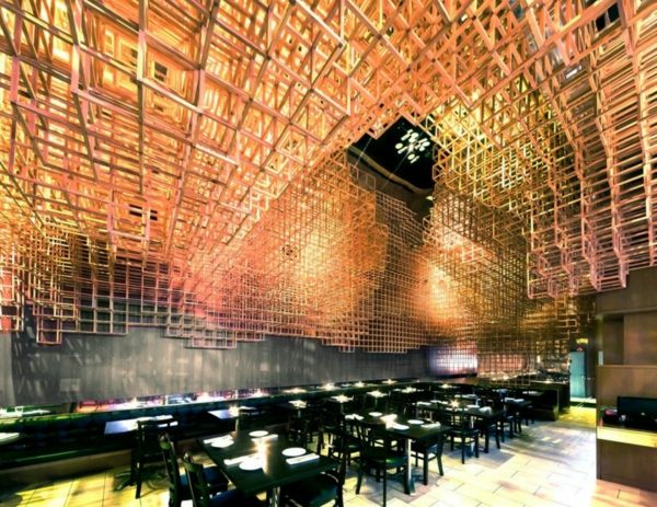 elegantná reštaurácia s LED osvetlením