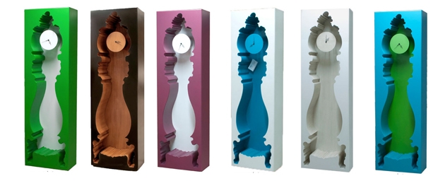 séria nábytku polartové stojace hodiny rôznych farieb polartové podlahové hodiny naruby, rôzne farby