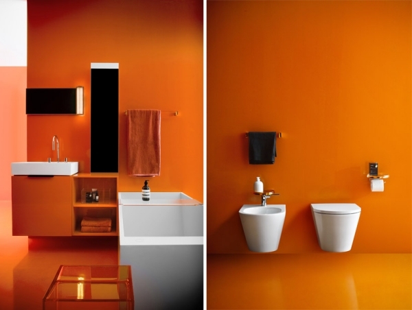 Kompletná kúpeľňová kolekcia projekt Orange Kartell-Laufen Kompletná kolekcia kúpeľní Projekt oranžovej farby na stenu Kartell-Laufen