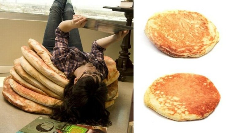 Nápad na dizajn vankúša vo forme palaciniek vankúš na sedenie palacinka komfortné zariadenie