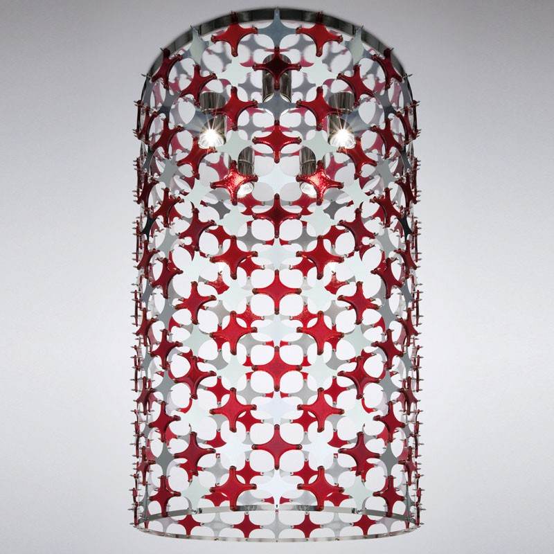 Dizajnové svetlá vyrobené zo skla La Murrina červeno -biele