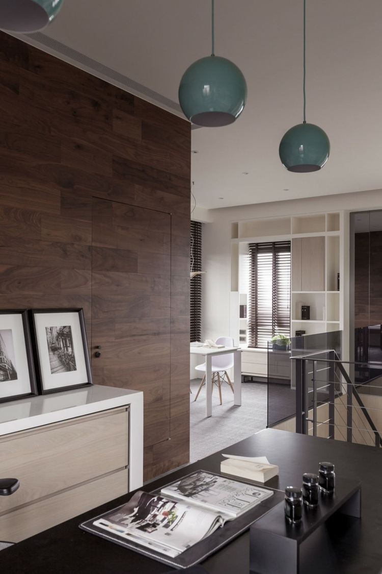 Kancelársky dizajn s čiernym stolom kancelársky priestor interiér čierny stôl komoda biela