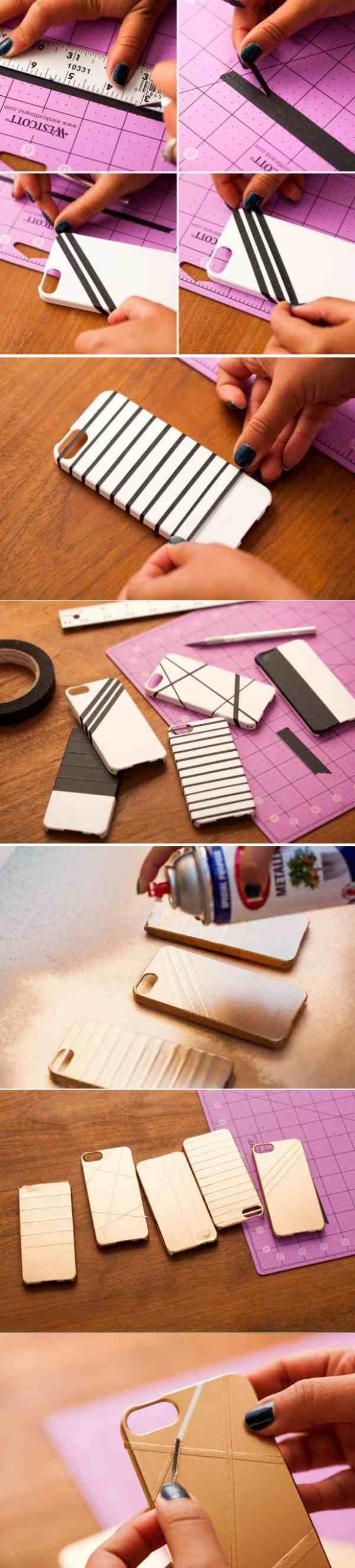 Remeselné nápady-ochranný kryt-iphone-zlatý-sprej-farebný efekt