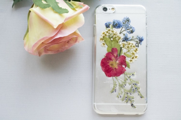 priehľadné puzdro sušené na kvety pružina pre iPhone
