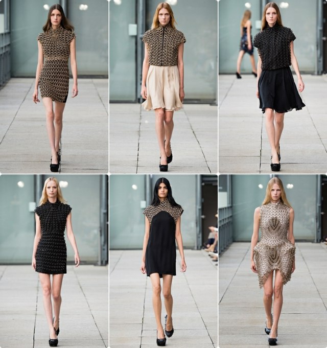 Taupe color Nude look 3D efekty na oblečení Iris-van-Herpen-jar-leto-2015-Modely-Oblečenie