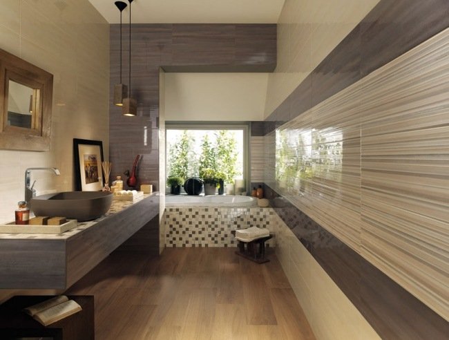 nápady na dlaždice do kúpeľne béžová hnedá mozaika leštená fap ceramiche