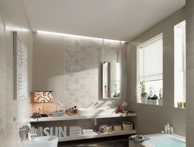 obklady do kúpelne fap ceramiche matné krémové ozdobné poličky pod umývadlo